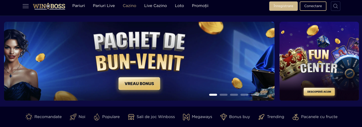 WinBoss Casino Main Page