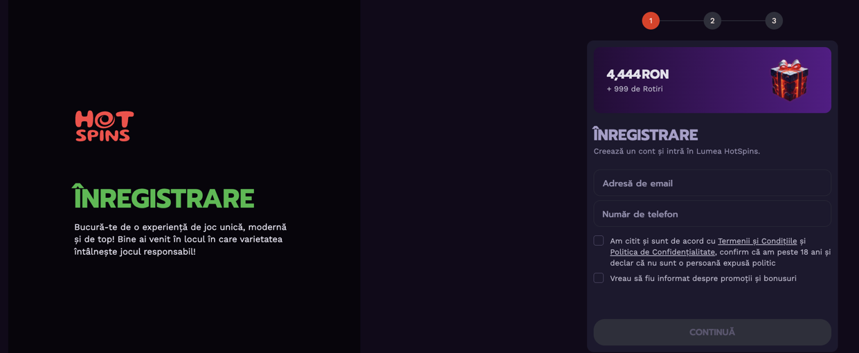 Hotspins Registration