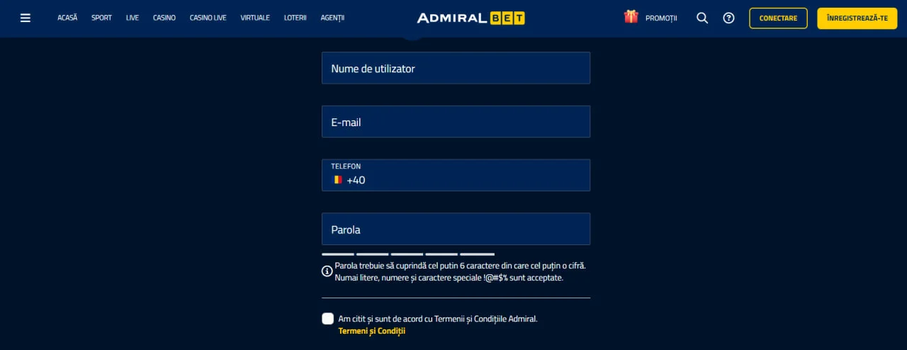 Admiral Registration