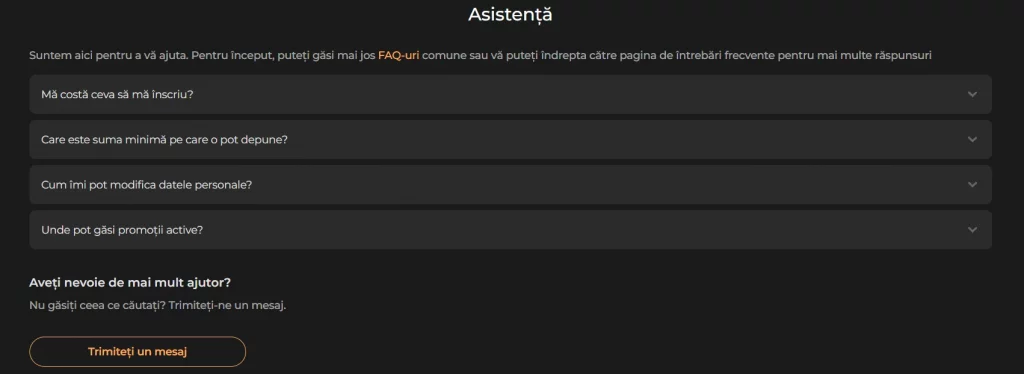 Asistență clienți Princess Casino