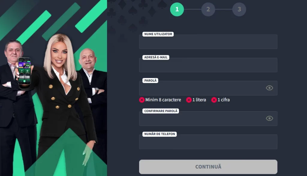 Înregistrare GetsbetCasino