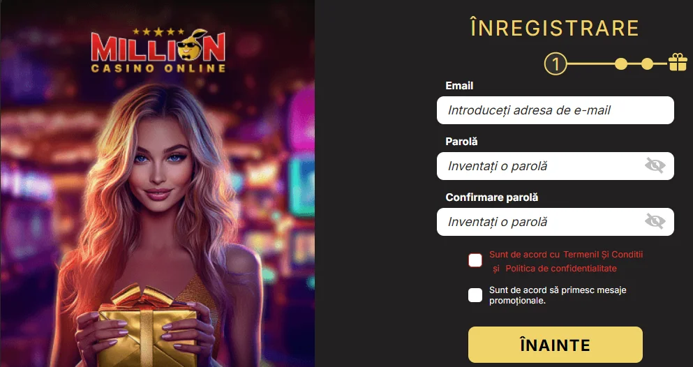 Procesul de înregistrare Million Casino